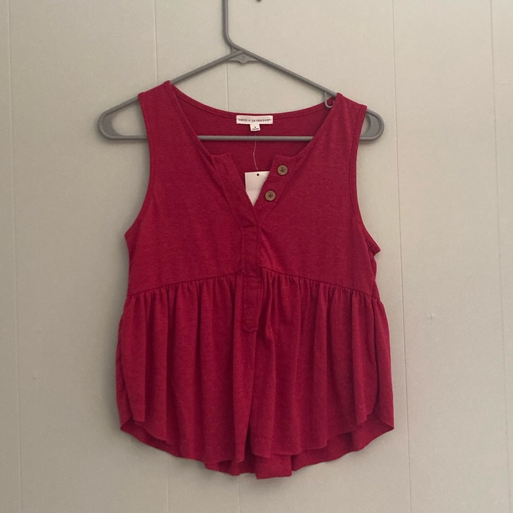 NWT coco + jaimeson flowy sleeveless pink top with buttons size small